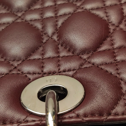 Lady Dior Large Bag Burgundy Lambskin Cannage Leather