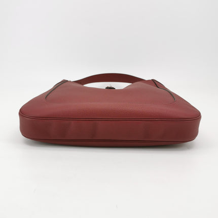 Gucci Jackie 1961 Burgundy Large Pebbled Leather Shoulder Bag with Strap