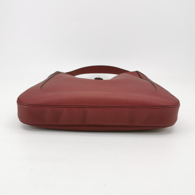 Gucci Jackie 1961 Burgundy Large Pebbled Leather Shoulder Bag with Strap