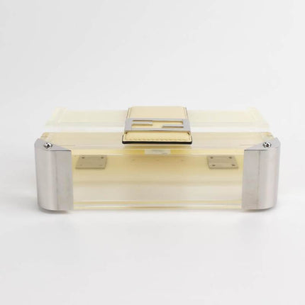 Sold Fendi Baguette Mini Box Yellow/Clear Acrylic Plexiglass and Leather Crossbody Bag
