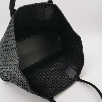 Bottega Veneta Reissued Cabat Intreccio Leather Tote Bag Black 40cm