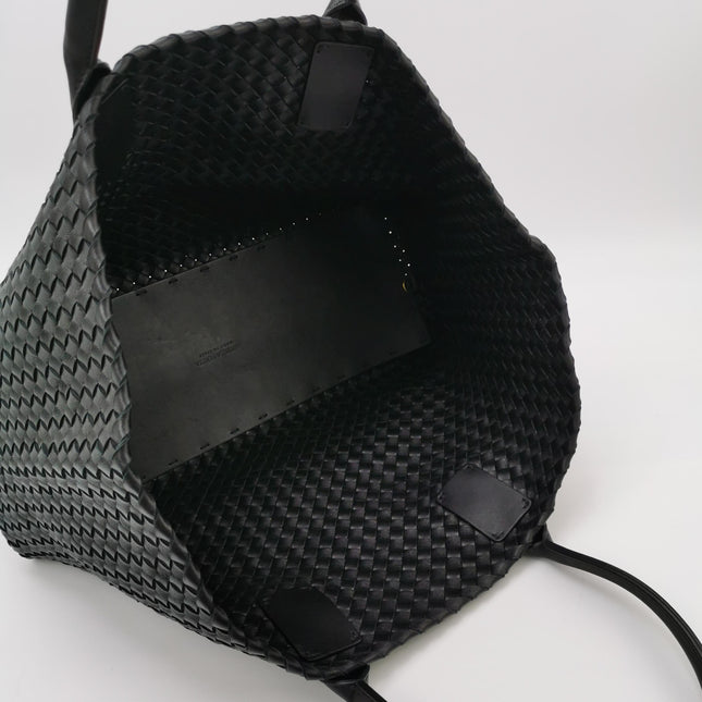 Bottega Veneta Reissued Cabat Intreccio Leather Tote Bag Black 40cm