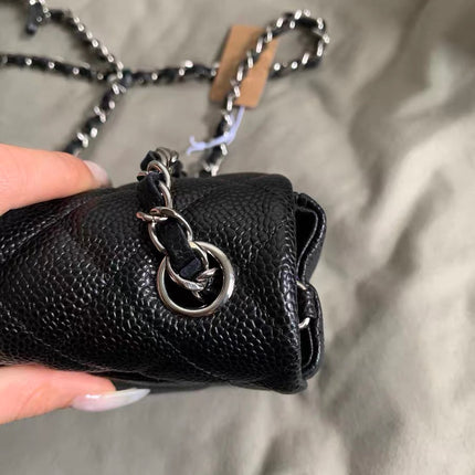 Chanel Classic Flap Mini Black Caviar Silver Hardware 2017-18