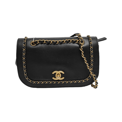 Chanel Lovely Chains Flap Bag Black Calfskin Leather Gold Hardware 2018-19-Luxbags