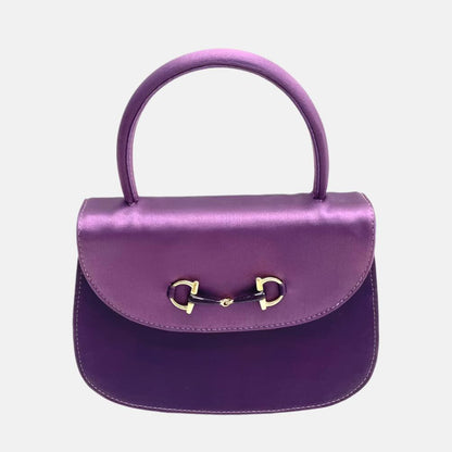 Gucci Horsebit Night Super Mini Purple Satin Top Handle Bag with Strap-Luxbags