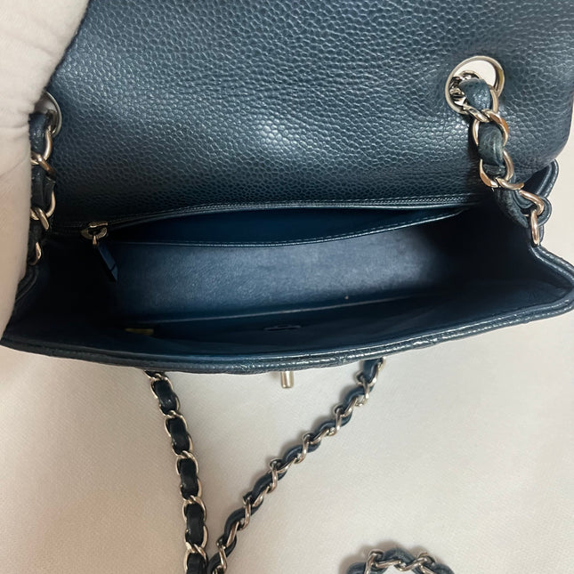 Chanel Classic Flap Rectangular Mini Navy Caviar Leather Silver Hardware 2015-16