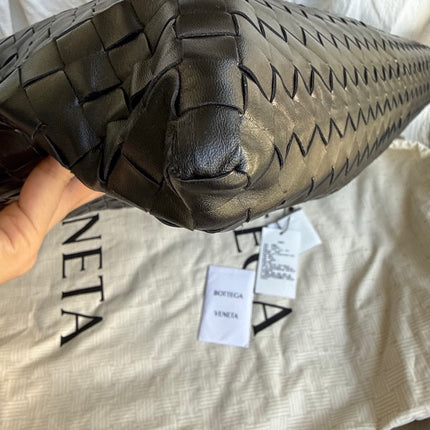 Bottega Veneta Hop Black Intrecciato Leather Maxi Hobo Bag 54cm