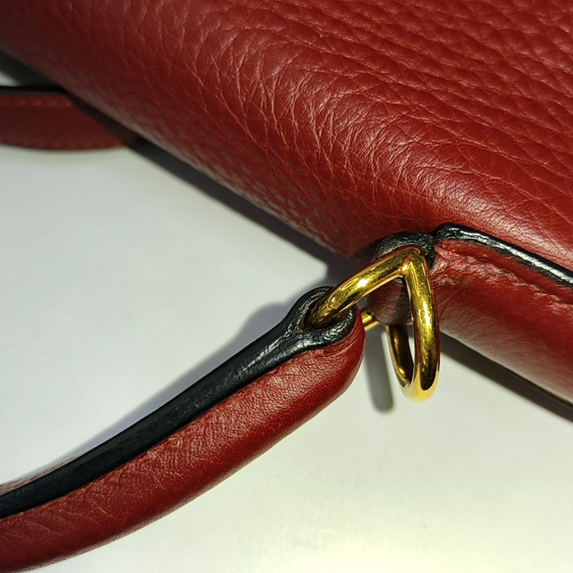 Hermes Kelly 32 Retourne Rouge H Burgundy Clemence Leather Double Ring Gold HW 2004