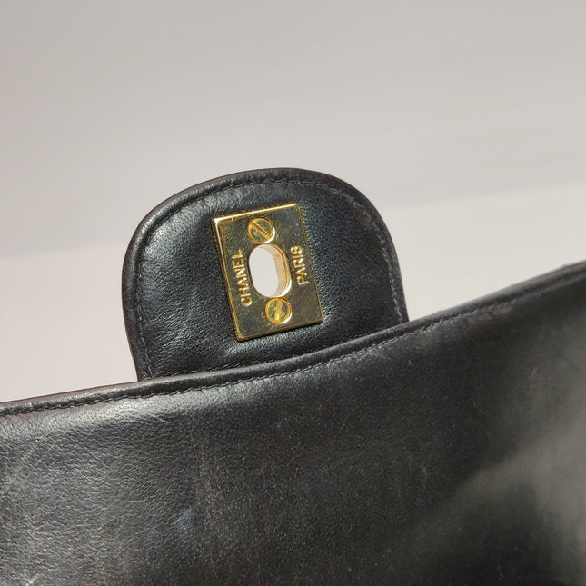 Chanel Double Sided Small Classic Flap Black Lambskin Leather 24k Gold Hardware, 1996-1997