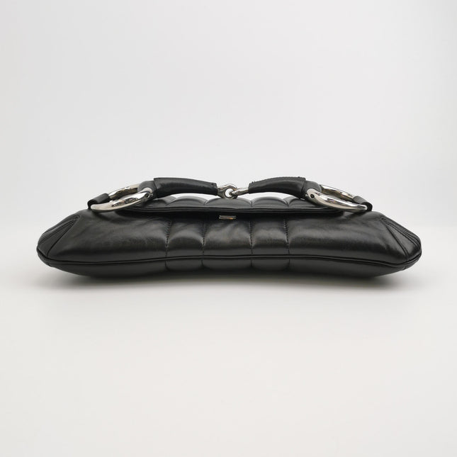 Gucci Horsebit 1955 Chain Shoulder Bag Large Black Padded Leather S23