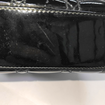 Lady Dior Mini Black Patent Leather handbag with gold hardware Leather Strap