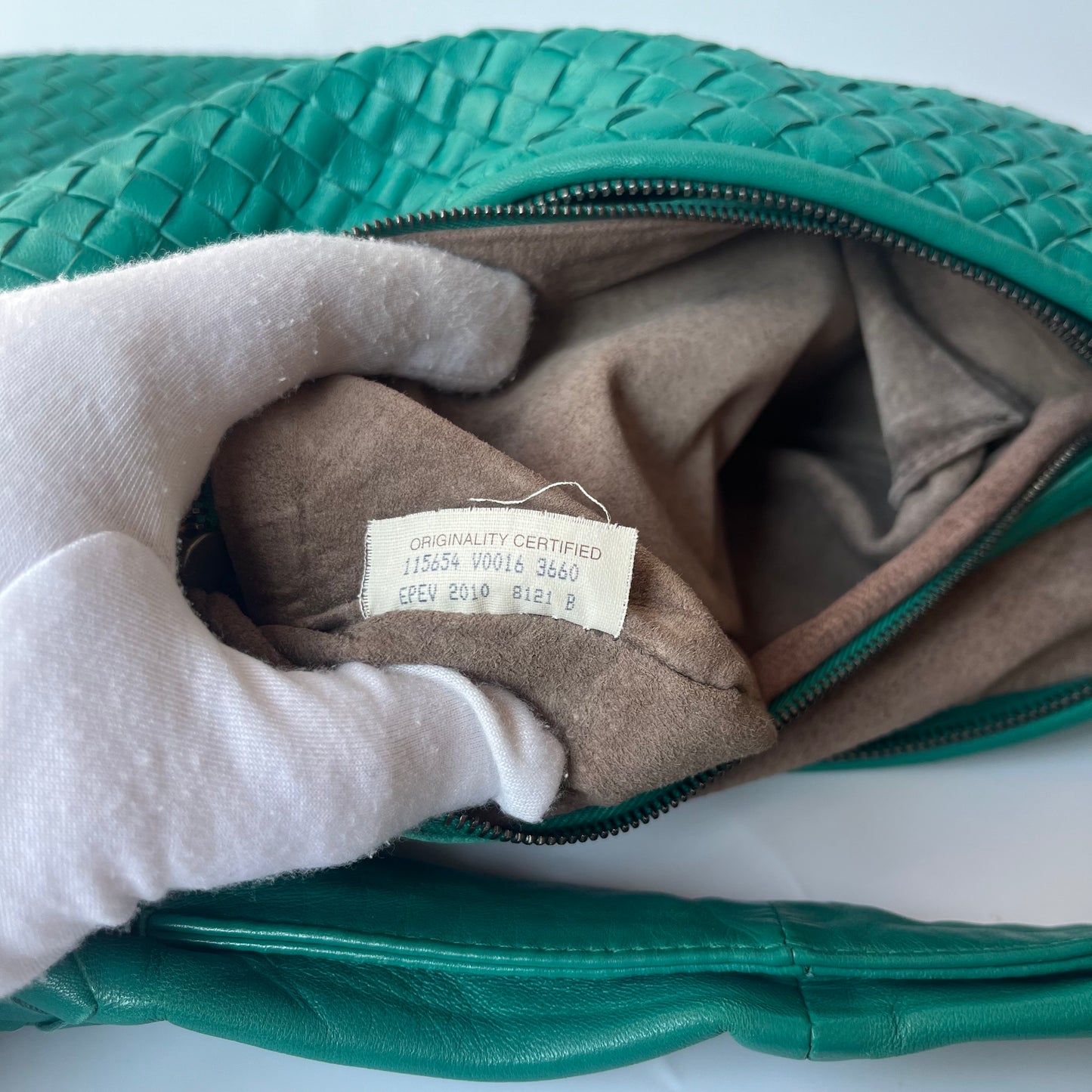 Bottega Veneta Veneta Hobo Teal Green 45cm Lambskin Leather