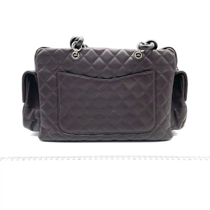 Chanel Cambon Large Dark Brown Calfskin Leather Double Strap Handbag