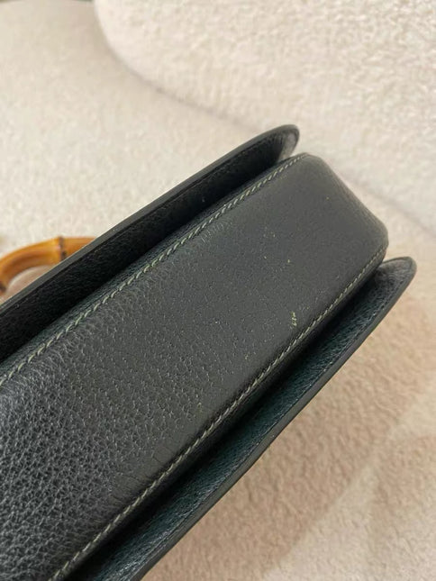 Gucci Bamboo 1947 Top Handle Bag Leather Small Dark Green