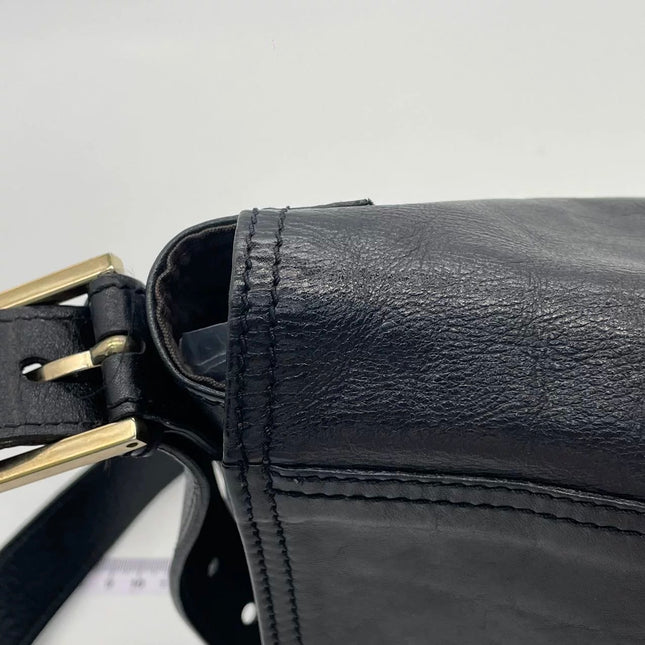 FENDI Baguette Large Black Calfskin Leather Shoulder Bag