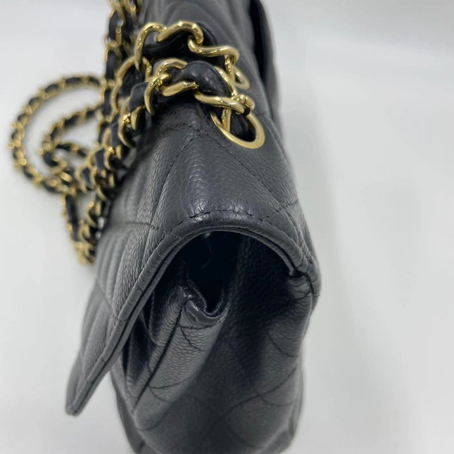 Chanel Classic Flap Jumbo 2009 Black Caviar Leather Single Flap Gold Hardware