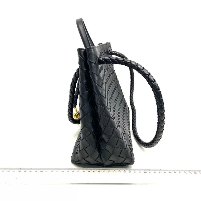 Bottega Veneta Andiamo Medium Black Intrecciato Leather Handbag