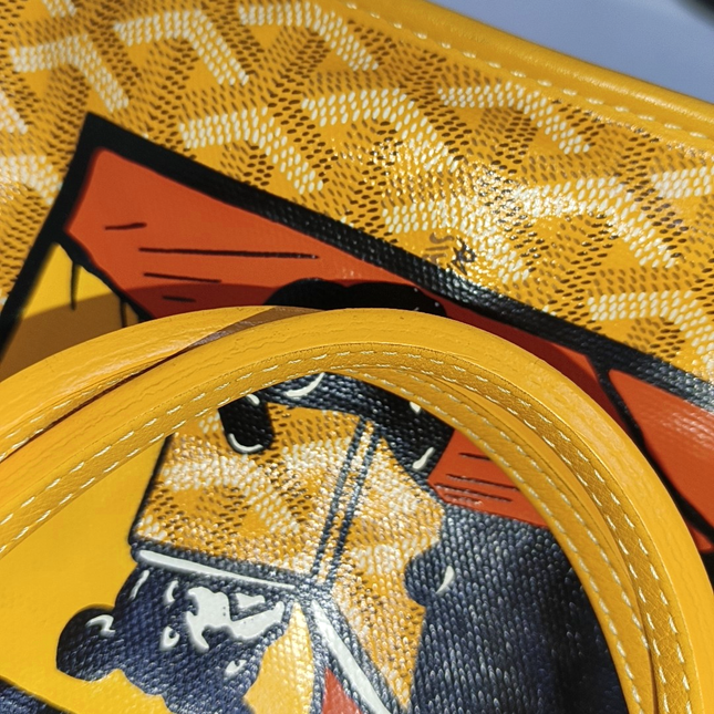 Goyard Anjou Mini Tote Yellow French Bulldog Reversible Leather