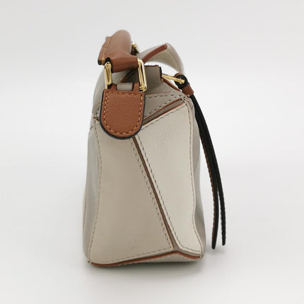 Loewe Puzzle Mini Tricolor Grey Calfskin Leather Crossbody Bag