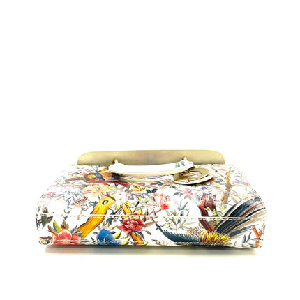 Lady D-Joy Medium Bird and Flower Embroidery Calfskin Leather