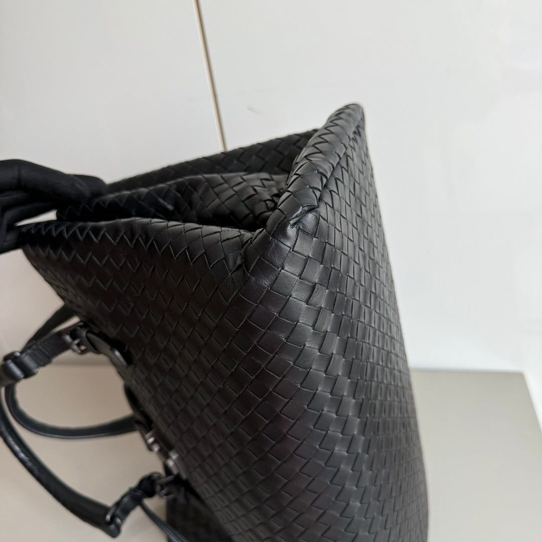 Bottega Veneta Roma Handbag Bag Intrecciato Nappa Leather Black Large 35cm