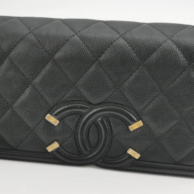 Sold Chanel Wallet on Chain Filigree Caviar Leather Black Gold-tone Hardware