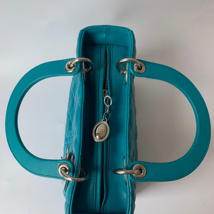 Sold Lady Dior Medium Bag Blue Cannage Lambskin Leather
