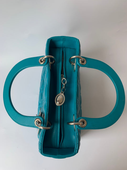 Sold Lady Dior Medium Bag Blue Cannage Lambskin Leather