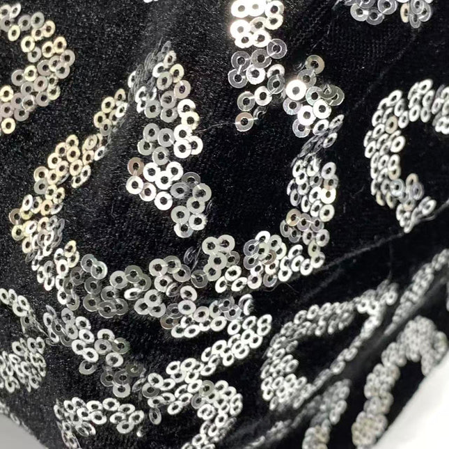 FENDI Mini Bucket White Heart Shaped Sequin Black Bag