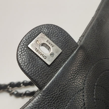 Chanel Now and Forever Large Jumbo Flap Bag Black Lambskin Silver Hardware