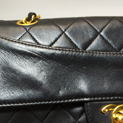Chanel Classic Flap Vintage 1989 Black Lambskin Leather with 24k Gold Hardware