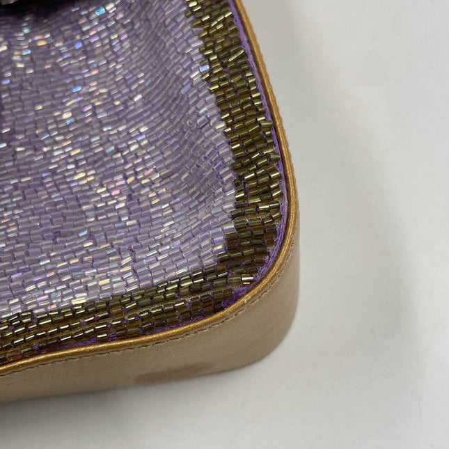 Sold FENDI Baguette Lilac Purple Glitter beads and Gold Leather