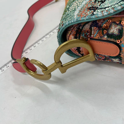 Sold Dior In Lights Saddle Medium Multicolor Beads and Calfskin Leather Shoulder Bag