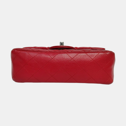Chanel Classic Flap Rectangular Mini Red Caviar Leather Silver Hardware