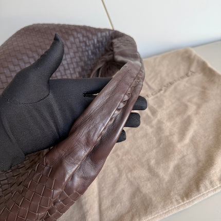 Bottega Veneta Belly Hobo Intreccio Leather Dark Chocolate Brown Large 50cm