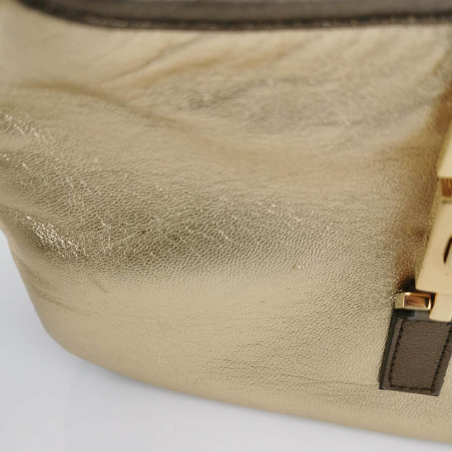 Gucci Jackie Vintage Mini Gold Lambskin Leather Brown Calfskin Leather