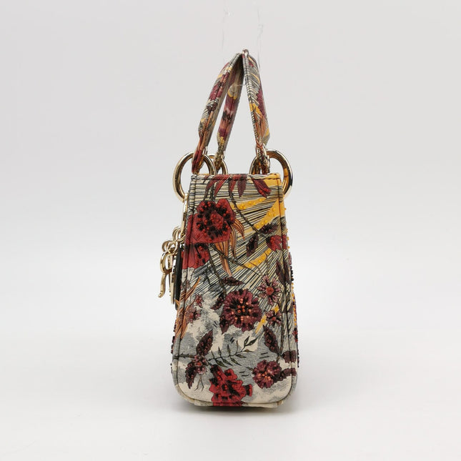 Lady Dior Mini Embroidered Phoenix Cloth Multicolor Handbag