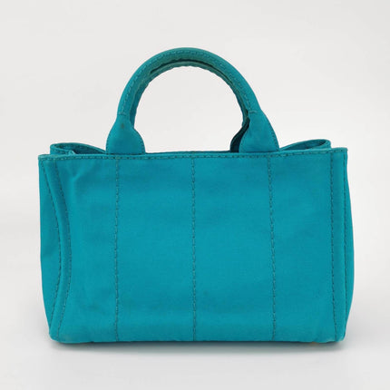 Sold Prada Canape Canvas Tote Small Blue Top Handle Bag