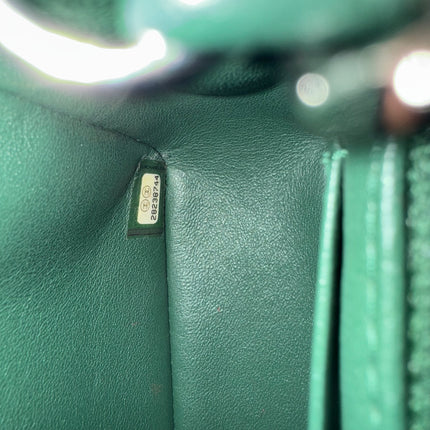 Chanel Classic Flap Mini Rectangular Green Lambskin Leather Silver Hardware