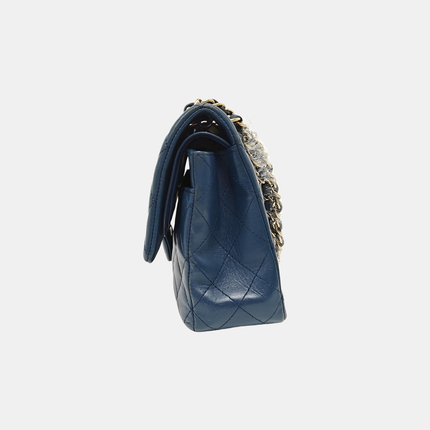 Chanel Classic Flap Medium Navy Lambskin Leather Gold Hardware 2017