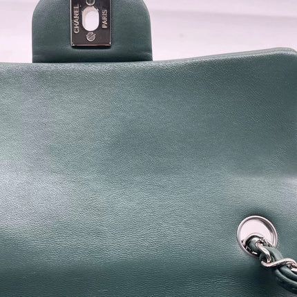 Chanel Classic Flap Mini Rectangular 2019 Green Lambskin Leather Silver Hardware