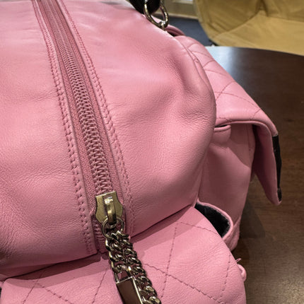 Chanel Cambon Large Pink Calfskin Leather Double Strap Handbag