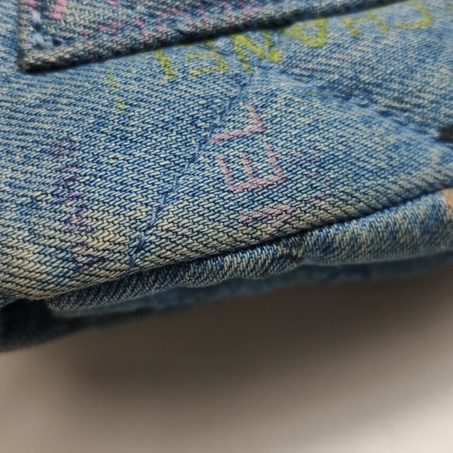 Chanel Classic Flap Mini Rectangular Blue Denim Jeans Gold Hardware Microchip
