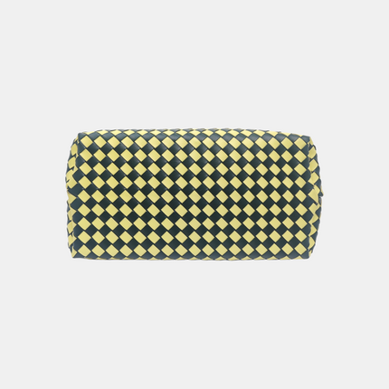 Bottega Veneta Andiamo Large Yellow and Green Checkered Intrecciato Leather Handbag