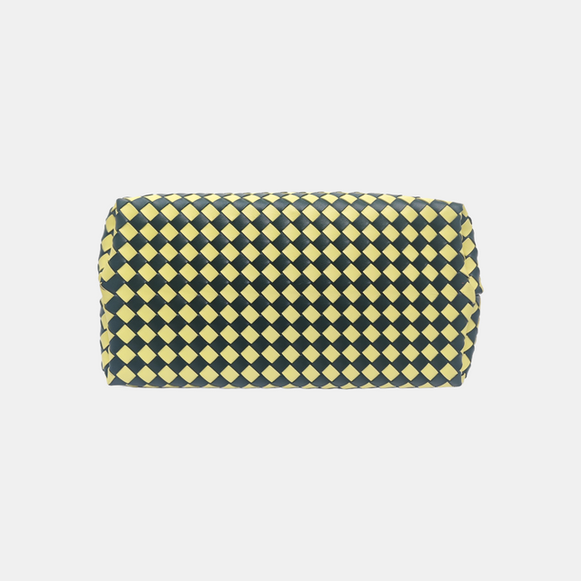 Bottega Veneta Andiamo Large Yellow and Green Checkered Intrecciato Leather Handbag