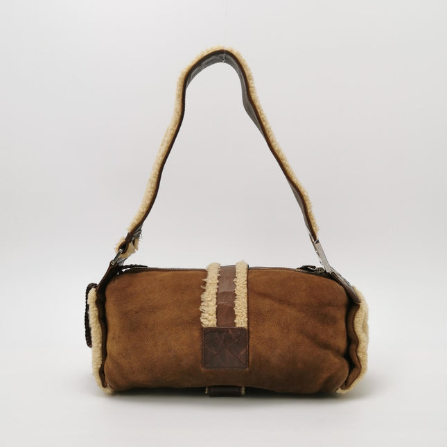 Dior Flight Medium Brown Shearling Leather Shoulder Bag