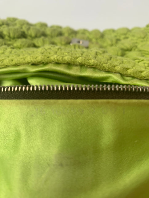 Sold Fendi Baguette Bag Green Wool Pompom Shoulder Bag