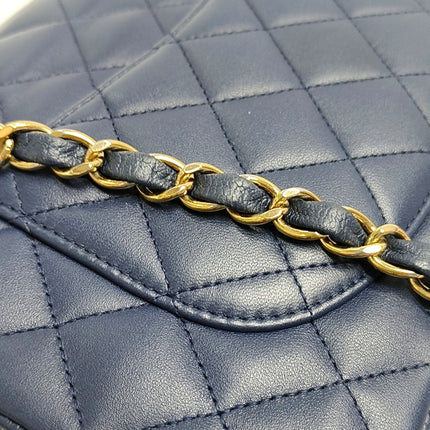 Chanel Classic Flap Small Navy Lambskin Leather Gold Hardware