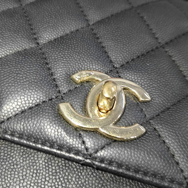 Chanel Business Affinity Large Black Caviar Leather Top Handle Crossbody Bag