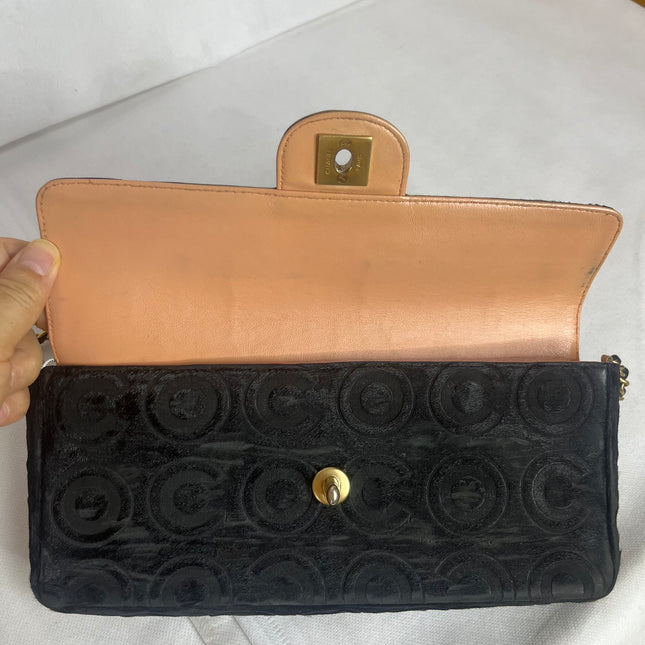 Chanel East West Rare Black Pony-hair Calfskin Leather CC Logo